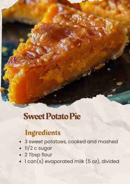 Sweet Potato Pie - Don't LOSE this recipe Ingredients 2 c sweet potatoes, cooked and mashed (about 3...