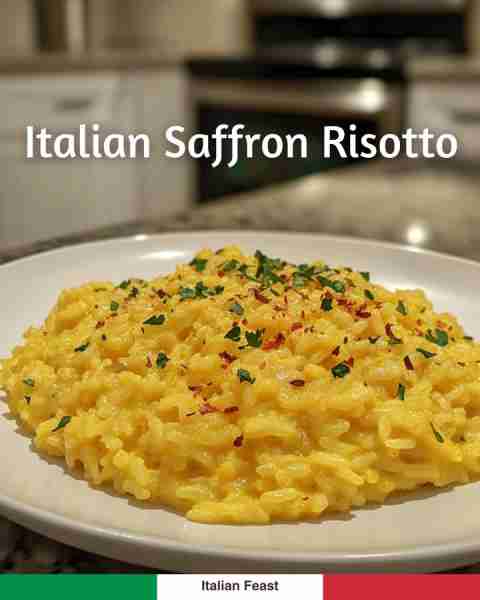 Golden Saffron Risotto ✨ Creamy risotto with saffron & a sprinkle of herbs 🇮🇹🌼🍚 recipe in the (C0...
