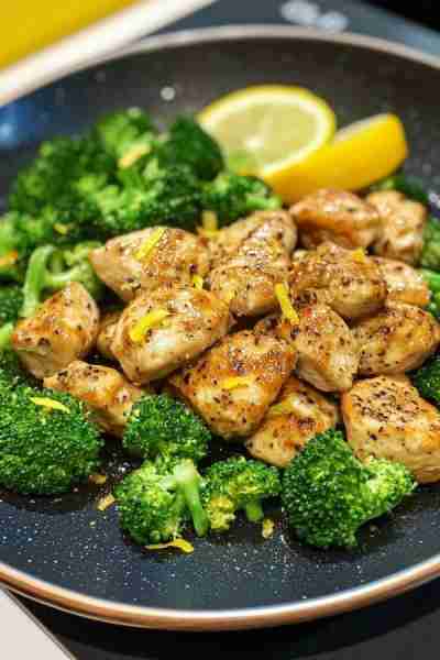 Lemon Pepper Chicken and Broccoli Ingredients: 2 chicken breasts (cut into cubes), 2 cups broccoli f...