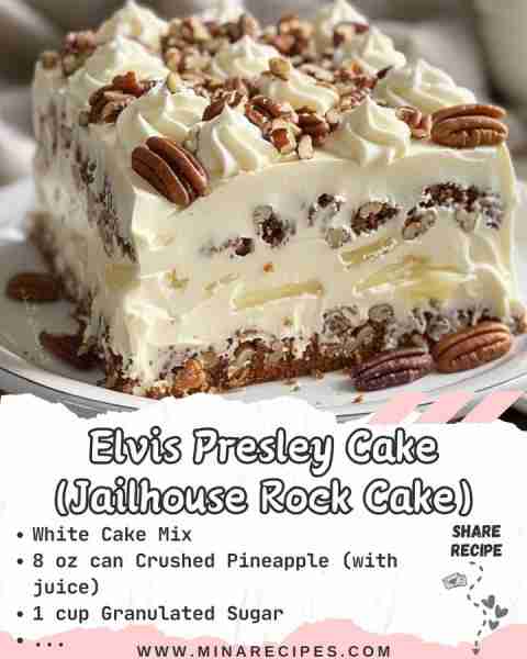 Elvis Presley Cake (Jailhouse Rock Cake) Ingredients - White Cake Mix - 8 oz can Crushed Pineapple (...