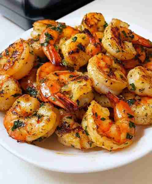 HERB MARINATED GRILLED SHRIMP _ Smoky, juicy bites with a zesty herb twist! Ingredients: 1 ½ lbs lar...
