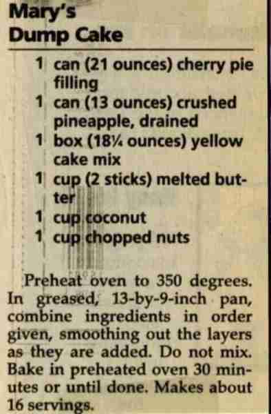 Mary’s Dump Cake #yum #tasty #dessert #cake #cakes #dumpcake