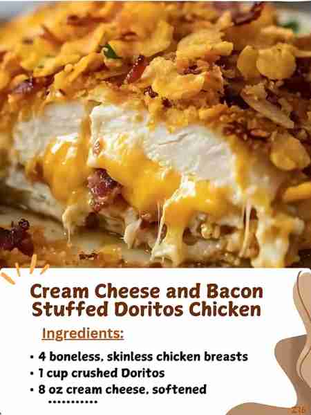 Cream Cheese and Bacon Stuffed Doritos Chicken Ingredients: – 4 boneless, skinless chicken breasts –...