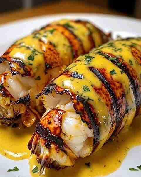 Grilled Lobster Tails with Creamy Garlic Butter Sauce 🦞🧄✨ Ingredients - 24 lobster tails, thawed...