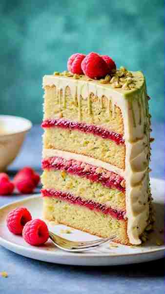 HEAVENLY PISTACHIO RASPBERRY DREAM CAKE Ingredients: For the Pistachio Cake: 2½ cups all-purpose flo...