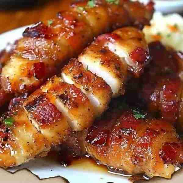 Bacon Brown Sugar Chicken Tenders 🥘FOLLOW ME for more recipes. Ingredients : 2 chicken breasts bone...