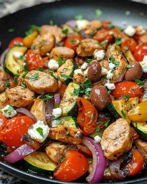 Mediterranean Chicken Sausage Stir Fry Ingredients: 1 lb fully cooked Mediterranean-style chicken sa...