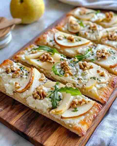 Pear, Gorgonzola, and Walnut Flatbread This gourmet flatbread combines sweet pears, tangy Gorgonzola...