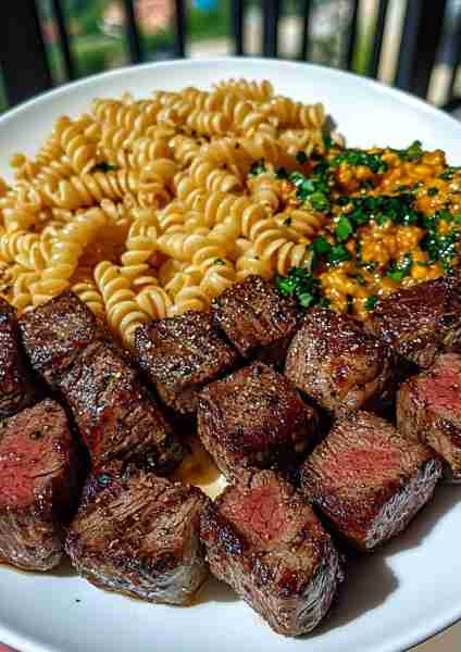 🥩 Garlic Butter Steak Bites & Smoky Chipotle Cream Cheese Pasta is pure rich, smoky, and savory ind...