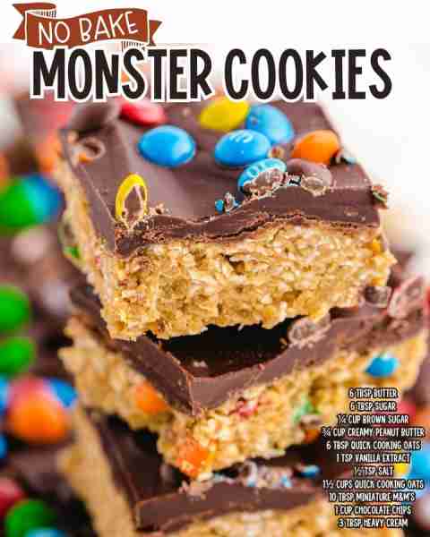 Craving a quick cookie fix? These No Bake Monster Cookies are it. No oven needed! 🔥🍪 🍪 Ingredient...