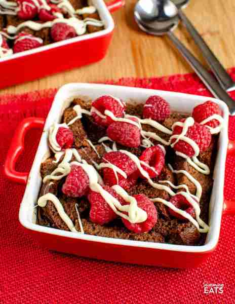 Delicious Chocolate Bread Pudding with Raspberries and White Chocolate Drizzle Recipe 👉 https://www...