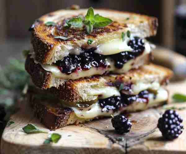 🧀 Blackberry Balsamic and Brie Grilled Cheese Sweet, tangy, creamy, and crispy—this is grilled chee...