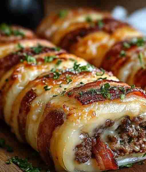 Bacon Cheeseburger Garlic Butter Rollups Ingredients: 1 package crescent roll dough 6 oz cooked baco...