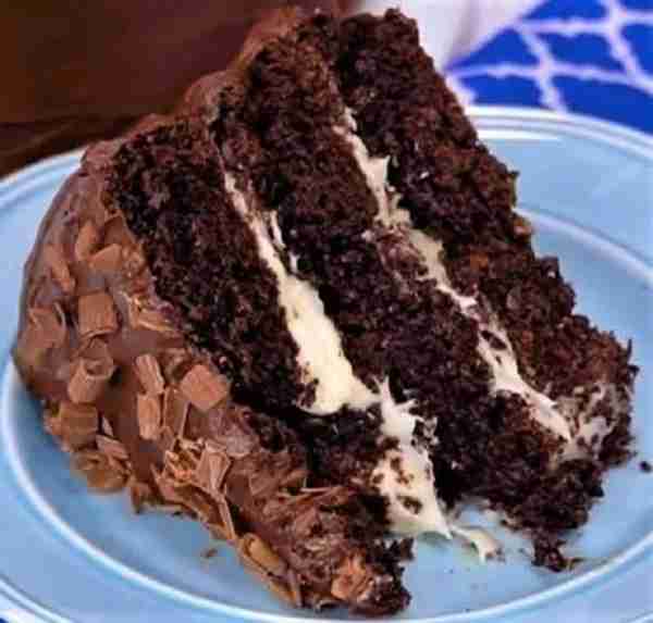 Hershey's Chocolate Cake! Whipped Cream Cheese icing, then frosted with Chocolate Cream Cheese Butte...