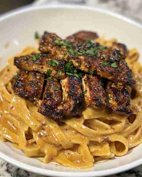 Creamy Cajun Chicken Alfredo with Fettuccine Pasta Ingredients: 2 boneless, skinless chicken breasts...