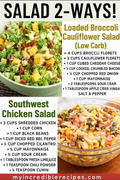 Loaded Broccoli Cauliflower Salad! 🥦 Ingredients: 4 cups small broccoli florets diced 4 cups small...