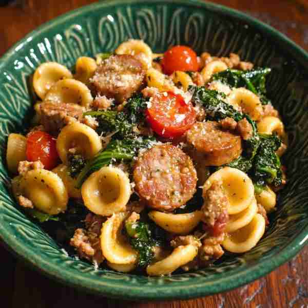 Orecchiette with Broccoli Rabe & Hot Sausage Ingredients: For the Pasta Dish: 12 oz orecchiette past...