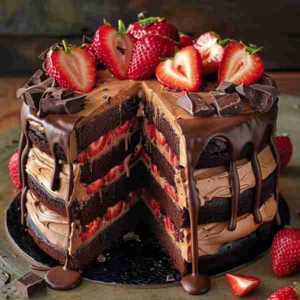 The Ultimate Reese's and Chocolate Strawberry Dream Cake 🍫🍓 📋 Ingredients: Chocolate Cake Layers:...