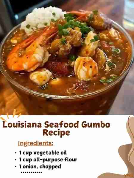 Louisiana Seafood Gumbo Recipe Ingredients: 1 cup vegetable oil 1 cup all-purpose flour 1 onion, cho...