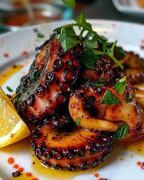 Grilled Octopus: Tender, Smoky & Full of Flavor 🍋 Ingredients (Serves 4) For the Octopus 2 lbs octo...