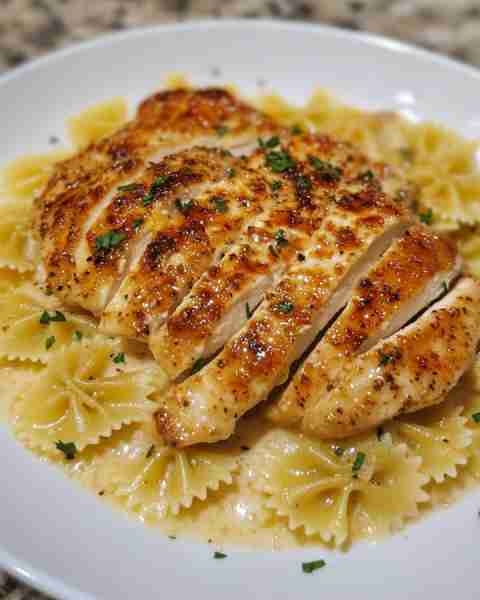 Tried this Lemon Garlic Chicken with Parmesan Bowtie Pasta and it turned out so flavorful bright, cr...