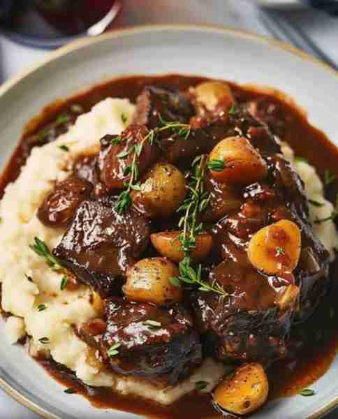 Rustic French Beef and Mushroom Bourguignon 🍲 Dive into the heart of France with our Rustic French...