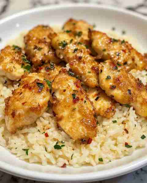 Creamy Garlic Parmesan Chicken Scampi over Rice Ingredients: For the Chicken Scampi: 1 lb chicken br...