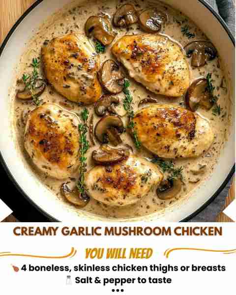 🍗🌟 Ultimate Creamy Garlic Mushroom Chicken Skillet 🍄🧄✨ Prep Time: 15 minutes Cook Time: 25 minu...