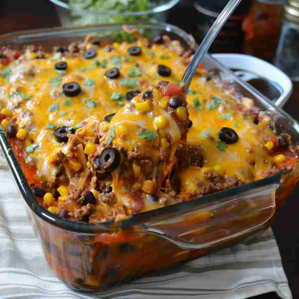 THROW TOGETHER MEXICAN CASSEROLE Ingredients 1 pound ground beef (1) (15 oz) can sweet corn, drained...