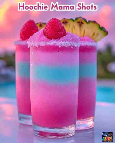 Hoochie Mama Shots: Ingredients: 1 oz pink vodka (such as strawberry or raspberry-flavored vodka) 1...