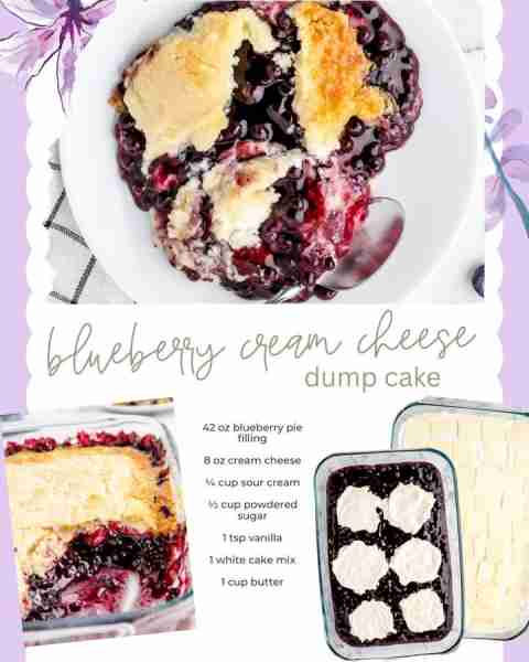This Blueberry Cream Cheese Dump Cake is an effortlessly delightful treat that requires no mixing wh...