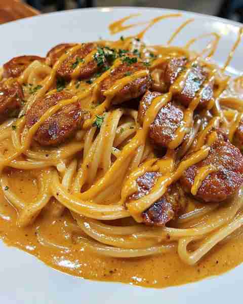 CREAMY CAJUN SHRIMP PASTA WITH SAUSAGE Ingredients: 1/2 pound large shrimp, peeled and deveined 2 ta...