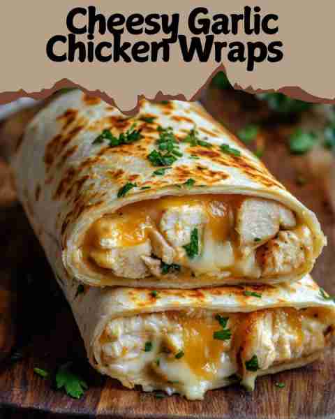 ChatGPT a dit : 🧄🧀 Cheesy Garlic Chicken Wraps 🧀🧄 Soft, cheesy, and packed with juicy chicken an...