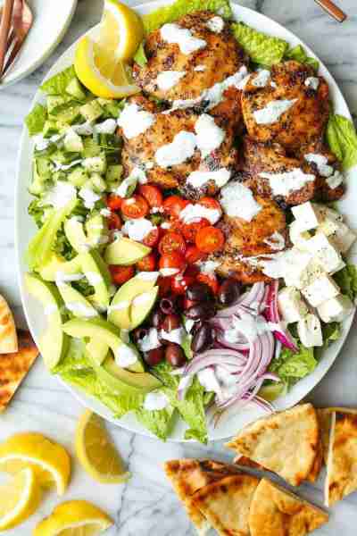 Grilled Greek Chicken Salad - The BEST Greek salad recipe you will ever have! With perfectly grilled...