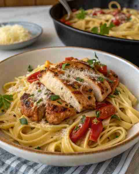 Savory Cajun Chicken over Creamy Parmesan Linguine Ingredients • 2 boneless skinless chicken breast...