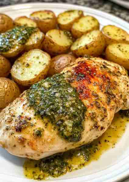 🧄🧀 Creamy Garlic Parmesan Chicken with Truffle Pesto Potatoes is indulg 🧄🧀✨ Creamy Garlic Parme...