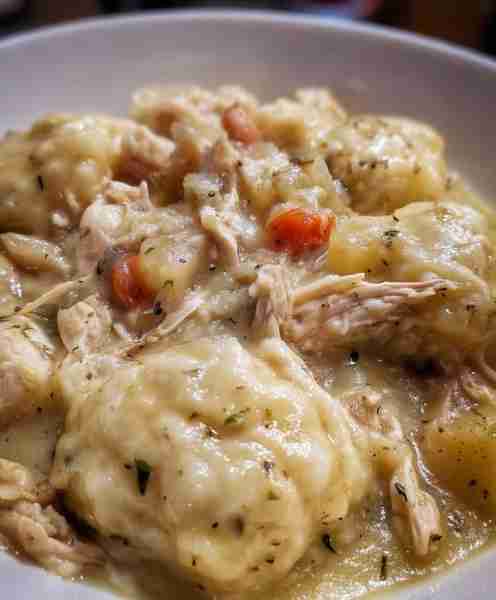 I've always made the chicken and dumplings I was raised on with big fluffy dumplings cooked on top o...