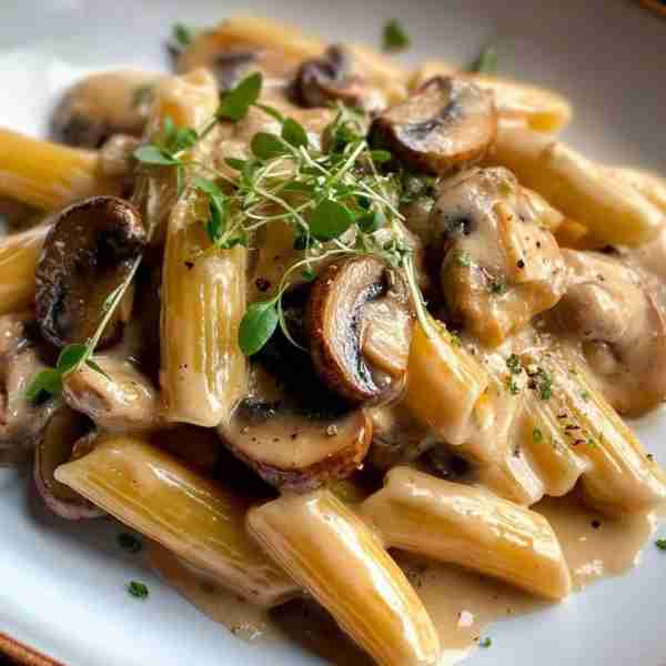 Creamy Mushroom Rigatoni with Chicken Ingredients: For the Pasta: 12 oz rigatoni pasta Salt, for the...