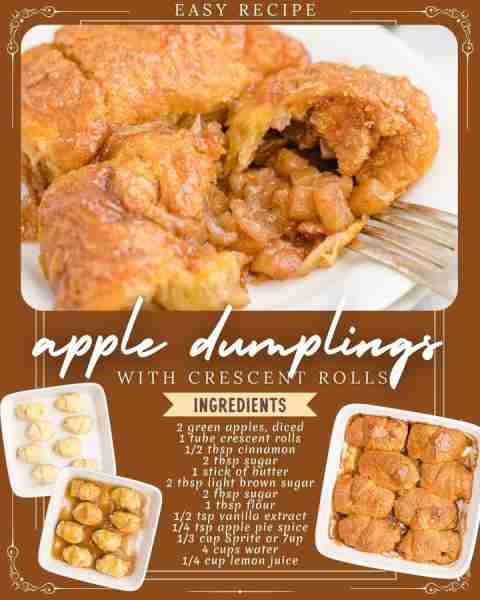 Apple pie meets crescent rolls, and it's magic! ✨🍏 These sweet, buttery dumplings are a must-try!...