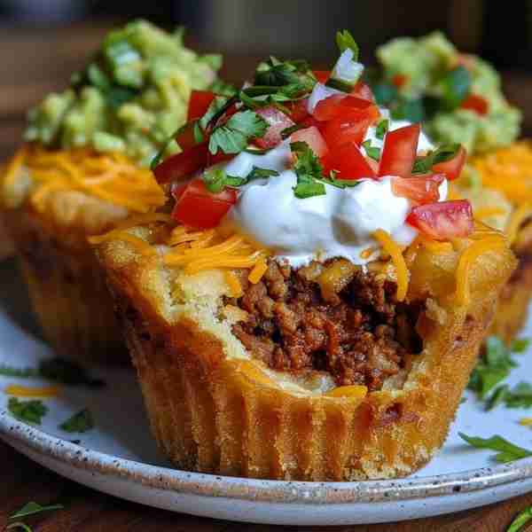🌮 Taco Cupcakes Mini, cheesy, and packed with taco flavor—these handheld bites are a guaranteed hit...