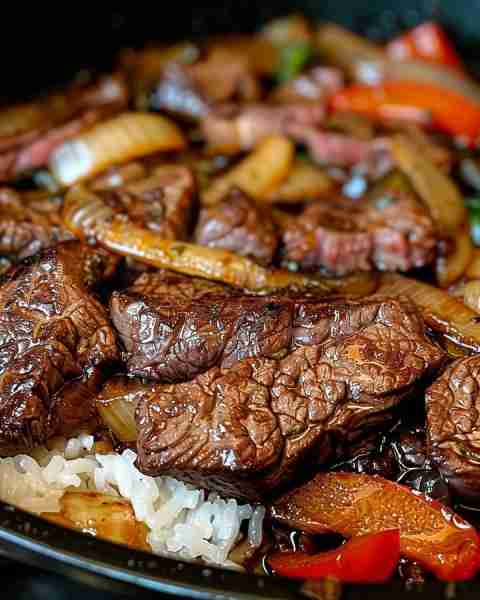 Sizzling Chinese Pepper Steak with Onions Tender slices of beef seared to perfection, tossed with co...