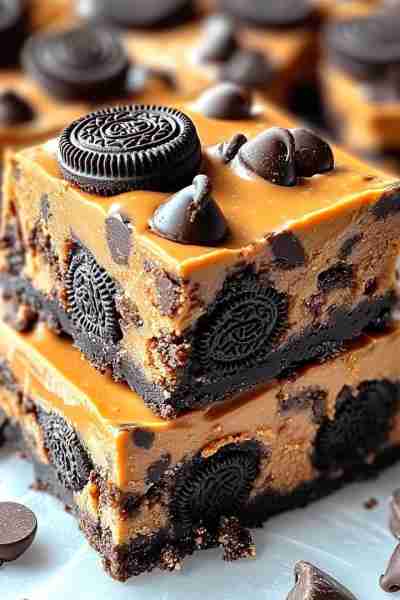 Peanut Butter Oreo Fudge Bars Ingredients: For the Oreo Base: 24 Oreo cookies (regular or double-stu...