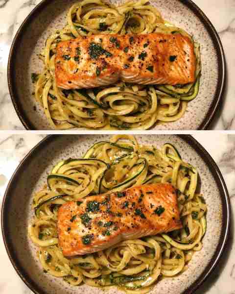 Cilantro Lime Salmon with Zucchini Pasta Zesty Cilantro Lime Salmon over Fresh Zucchini Noodles Ingr...