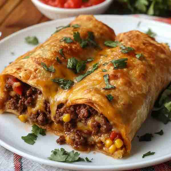 Beef and Cheese Chimichangas Ingredients: 1 pound ground beef 1 small onion, finely chopped 2 cloves...