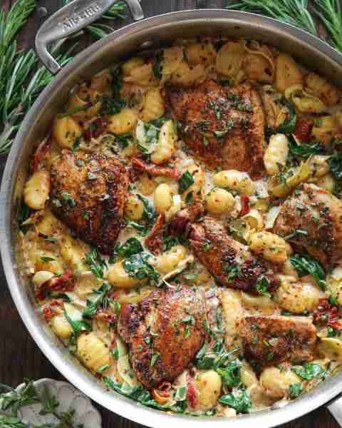Creamy Tuscan Chicken Gnocchi 🍅🍅 with Spinach, Artichoke Hearts, and Sun-Dried Tomatoes in 30 minu...