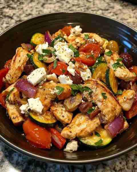 Mediterranean Chicken Veggie Stir Fry Ingredients: 1 lb boneless skinless chicken breast, cut into t...