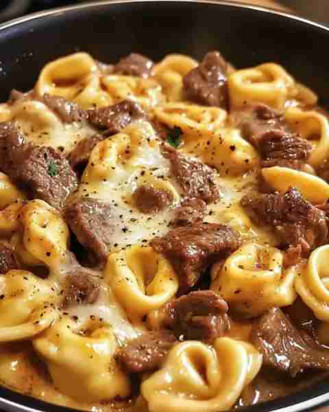Cheesesteak Tortellini in Rich Provolone Sauce Ingredients 1 package (12 oz) cheese tortellini 1 tab...