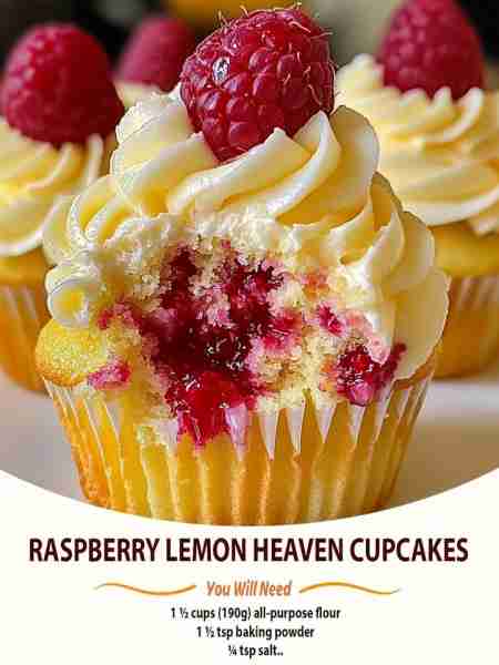 Raspberry Lemon Heaven Cupcakes Ingredients For the Cupcakes: 1 ½ cups (190g) all-purpose flour 1 ½...