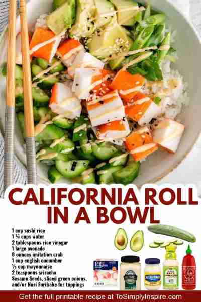 RECIPE: https://www.tosimplyinspire.com/california-roll-in-a-bowl.html California Roll in a Bowl is...