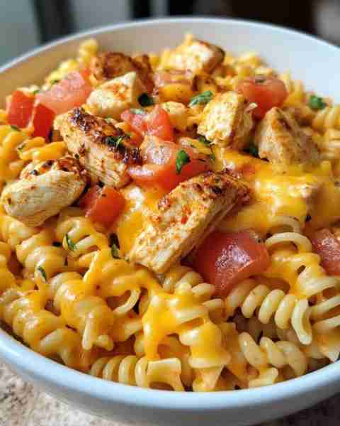 CAJUN VELVEETA ROTEL CHICKEN ROTINI Ingredients: 2 boneless, skinless chicken breasts, diced 10 oz r...